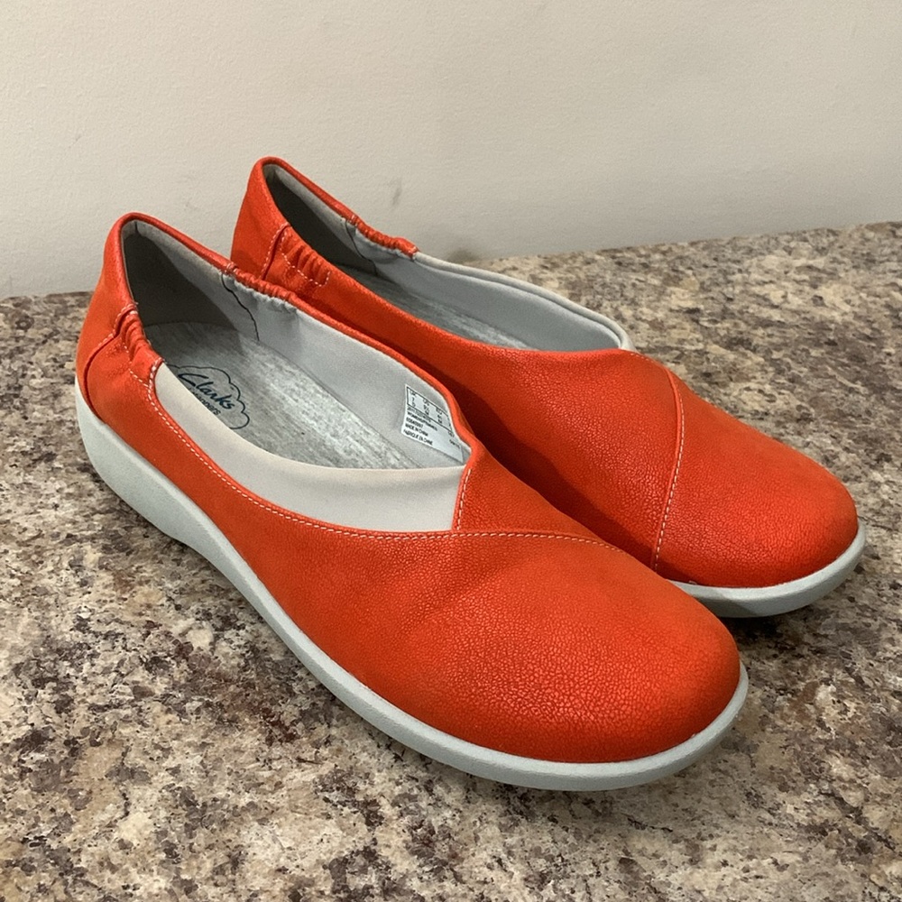 Orange Clarks Cloud Steppers Slippers